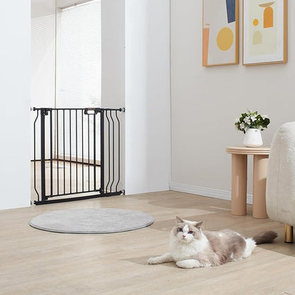 VEVOR Baby Gate, 29.5-37 in Adjustable Width, 30in High Dog Gate, Easy Step Walk Thru, Auto Close, Child Pet Security, with Pressure Mount Kit and Wall Mount Kit, for Stairs Doorways and House, Black