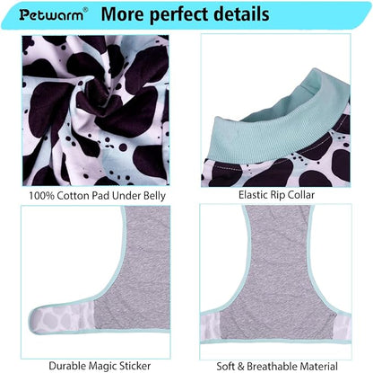 PetWarm Dog Recovery Suit, Recovery Suit for Female Male Dogs Onesie After Surgey Spay Neuter, Anti-Licking Pet Surgical Recovery Pajamas, Leopard Pattern, Green, S
