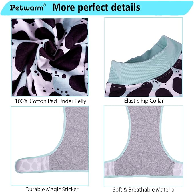 PetWarm Dog Recovery Suit, Recovery Suit for Female Male Dogs, Dog Onesie After Surgey Spay Neuter, Anti-Licking Soft Pet Pajamas, Leopard Pattern, Green, 2XL