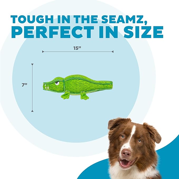 Outward Hound Xtreme Seamz Alligator Squeaky Dog Toy - Reinforced Dense Stuffing Plush Toy