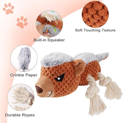 Letsmeet Dog Toys - Squeaky Interactive Plush Dog Toy with Rope, Chew Toy for Large Dogs, Small Dogs & Puppies - Tug of War Dog Toy for Aggressive Chewers, Pet Toys for Dogs