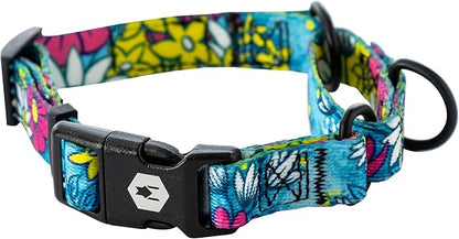 Wolfgang Heavy Duty Martingale Dog Collar with Quick Release Nylon Buckle for Walking & Training, LazyDaisy Print, Medium