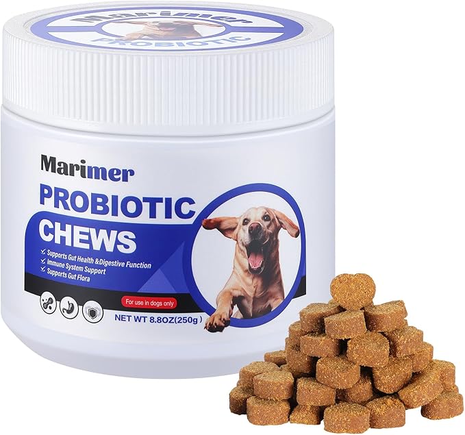 MARIMER Probiotic Chews for Dogs – 6 Billion CFU Probiotics with Enzymes, Organic Pumpkin & Inulin – Digestive & Immune Support Soft Chews – Chicken Flavor – 100 Count – for Dogs