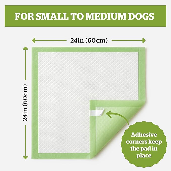 Pogi’s Dog Pads with Sticky Tabs – Large, Super Absorbent, Odor Blocking, 40-Count (24x24in)