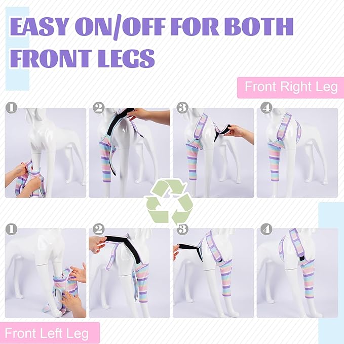 ROZKITCH Dog Recovery Sleeve Front Leg Right Left, Light Arm Protection Keep Bandages in Place for Wound, Stop Chewing Wound Cover ACL Recovery for Sprain CCL Arthritis Joint Care Stripe S