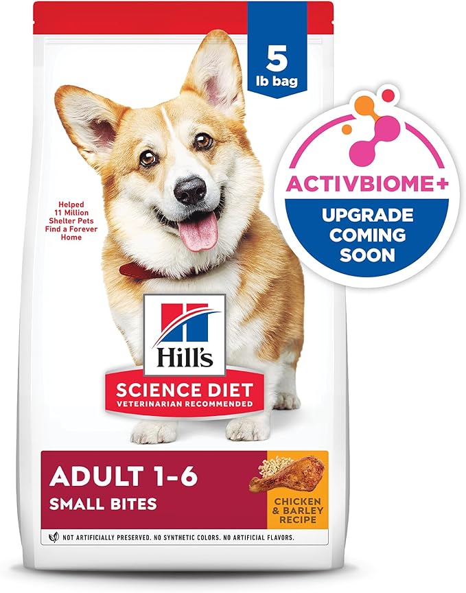 Hill's Science Diet Adult 1-6 Small Bites Dry Dog Food, Chicken & Barley, 5 lb. Bag