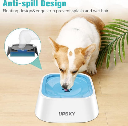 UPSKY No-Slip Slow Drinking Bowl - 35oz No Spill Pet Water Dispenser for Dogs and Cats