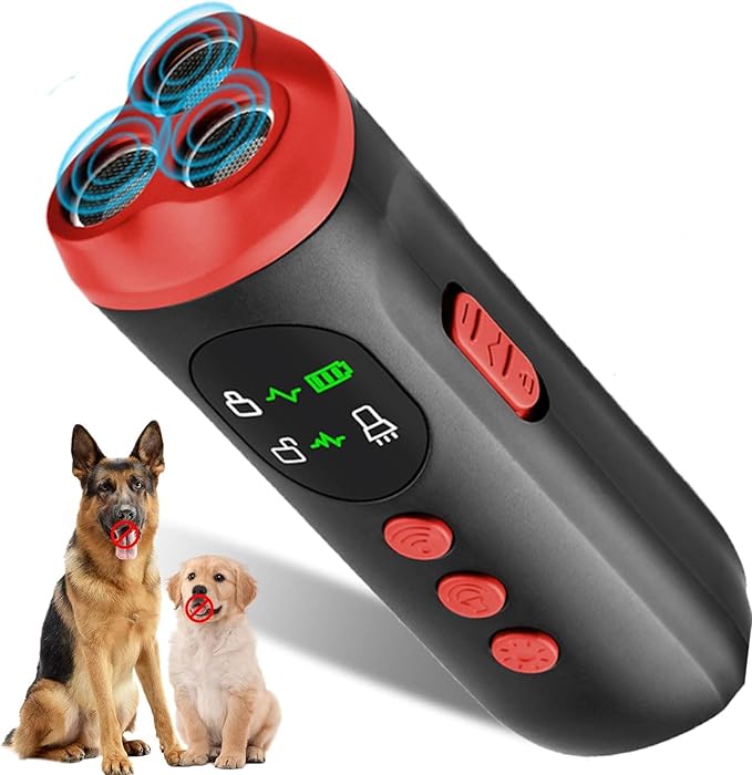 Anti Barking Device for Dogs, Ultrasonic Dog Bark Deterrent - 35ft Range, Rechargeable Bark Control Device with HD Display and LED Flashlight, Safe for Small, Medium & Large Dogs