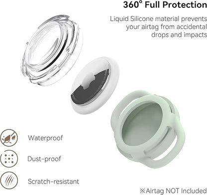 Waterproof Airtag Dog Collar Holder, Silicone & ABS Airtag Holder for Dog & Cat Collars, Ultra-Durable, Lightweight and Protective Airtag Case (Luminous, Large)