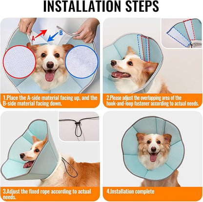 MAXFUT Dog Cone Collar,Soft Cone for Dogs to Stop Licking After Surgery,Non Inflatable Dog Donut Cone (Blue, S)