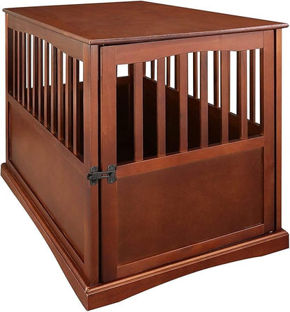 Casual Home Wooden Large Pet Crate, End Table, Walnut 24 x 36.5 x 29.5 in