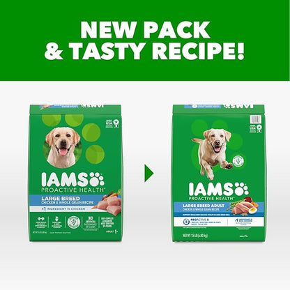 IAMS Proactive Health Large Breed Dry Dog Food, Adult Dry Dog Food for Large Breeds, Chicken, 15 lb.