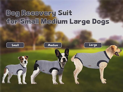 Dog Recovery Suit, Large Dog Surgical Neuter Suit, Surgery Recovery Shirts for Male Neuter, Puppy Spay Bodysuit Female, Anti Licking Breathable Sleeveless Onesie, Gray, L