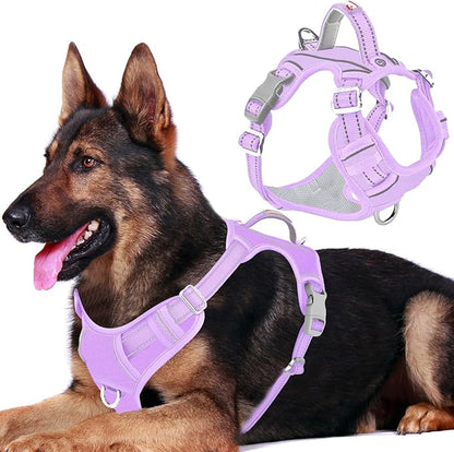BARKBAY Dog Harness No Pull Oxford with ID Tag Pocket - Heavy Duty, Reflective, Easy Control for Large Dogs(Violet Purple Oxford,XL)