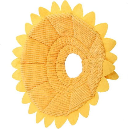 Cat Cone, Sunflower Shape Pet Elizabethan Collar, Adjustable Pet Collar for Cat Dog (Size 5, Neck Circumference 29-35cm, Yellow)