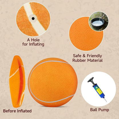 QDAN Large Tennis Ball for Dogs: Pet Toys 9.5" Giant Outdoor Dog Balls - Interactive Herding Ball for Medium Big Dogs Birthday Toys Indoor Playing Training- Orange
