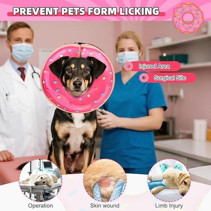 KOOLTAIL Inflatable Dog Cone Collar, Soft Donut E Collar for Dogs After Surgery to Stop Licking Enhanced Alternative, Blow Up Pet Neck Pillow Recovery Adjustable Cone for Dog Cat, Upgrade Size,Donut M
