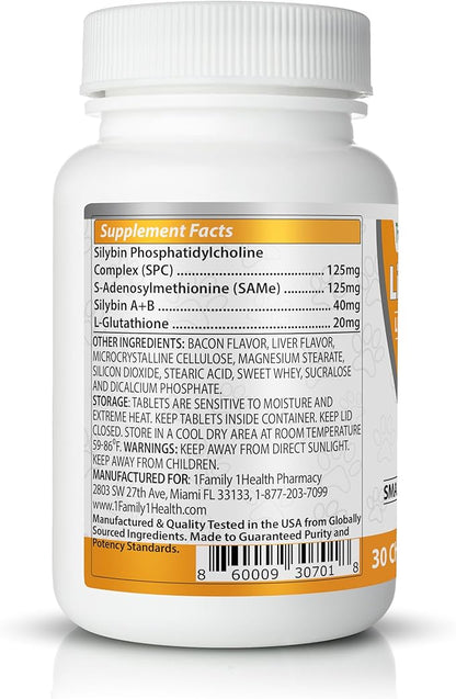 Comprehensive Liver Supplement (2 Pack - 60ct), Combining Same, SPC, Silybin A+B, Gluathione, Chew Tabs for Dogs 30Ct (2X Small - Medium)