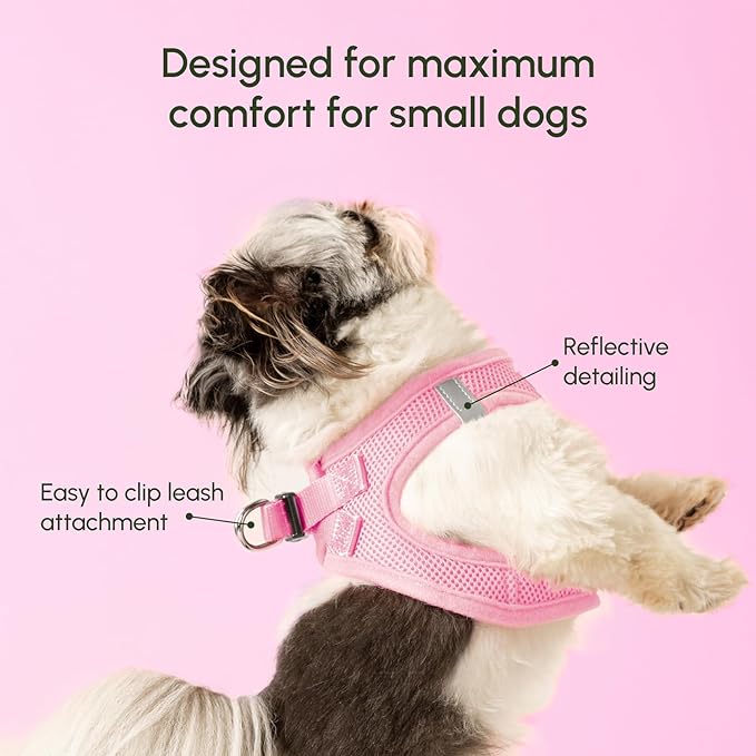 Downtown Pet Supply Step in Dog Harness for Medium Dogs - Adjustable, Escape Proof Dog Harness with Reflective Trim - All-Weather, Fast-Drying Padded Mesh Fabric - Baby Pink, M