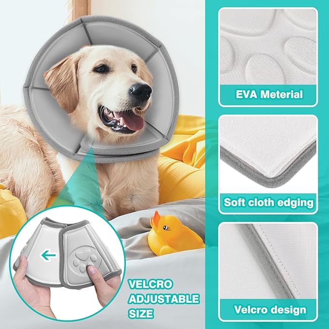 Soft Dog Cone Pet Cone Dog Recovery Collar Cone for Dogs After Surgery,Adjustable Dog Cone Collar for Large Medium Small Dogs Elizabethan Collar