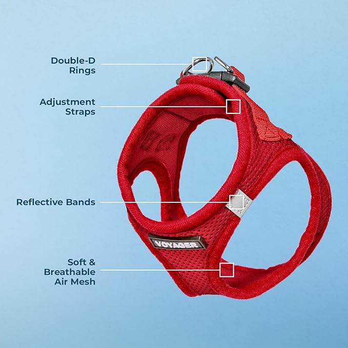 Best Pet Supplies Voyager Step-in Air Harness - All Weather Mesh, Reflective, No Pull Harness for Dogs, Cats - Secure with Hook & Loop Fastener, Buckle, Double D-Rings - Red, XXXS