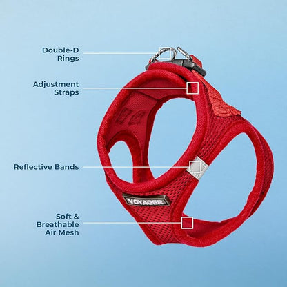 Best Pet Supplies Voyager Step-in Air Harness - All Weather Mesh, Reflective, No Pull Harness for Dogs, Cats - Secure with Hook & Loop Fastener, Buckle, Double D-Rings - Red, XL