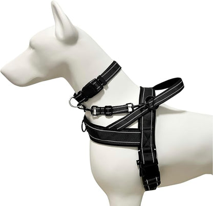 Dog Collar Safety Clip, Reflective Double-Ended Backup Connector for Harness to Collar, Adjustable Safety Clip for Prong, Pinch Collars, Prevents Escapes & Accidental Disconnection