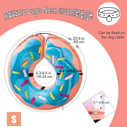 Inflatable Dog Cone Collar with Enhanced Anti-Licking, Soft Neck Donut for Dogs Cats, Recovery Pet Cone Collar After Surgery for Large Medium Small Dogs (Donut Blue, Small)