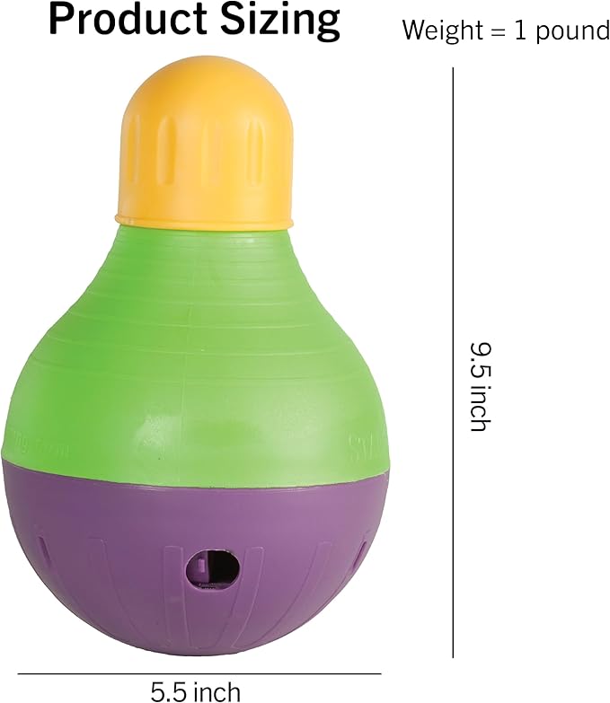 Starmark Bob-A-Lot Interactive Dog Pet Toy, Large, Yellow/Green/Purple
