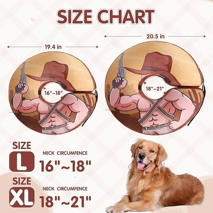 EXPAWLORER X-Large Widen Soft Dog Cone Collar - Inflatable Dog Neck Donut Collar Alternative After Surgery to Stop Licking,Adjustable Protective Recovery E Collar(Cow boy)