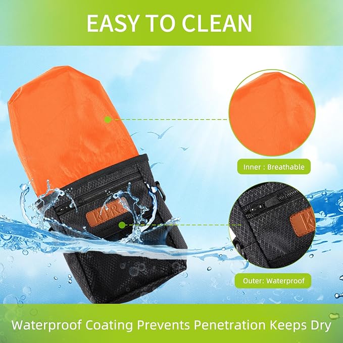 Dog Treat Training Pouch Easily Carries Pet Toys Kibble, Treats Built-in Poop Bag Dispenser 3 Ways to Wear Comes with a Foldable Silicone Bowl (Black)