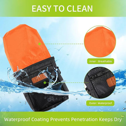 Dog Treat Training Pouch Easily Carries Pet Toys Kibble, Treats Built-in Poop Bag Dispenser 3 Ways to Wear Comes with a Foldable Silicone Bowl (Black)