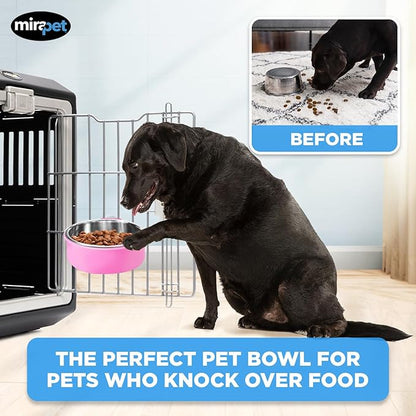 Mirapet's Dog Water Bowl & Cat Food Bowl Set of 2 - Multipurpose Pet Bowl Set - Premium Quality Cat Water Bowl Made for The Perfect Feeding Experience - No-Spill Dog Bowl for Crate (Large, Pink)