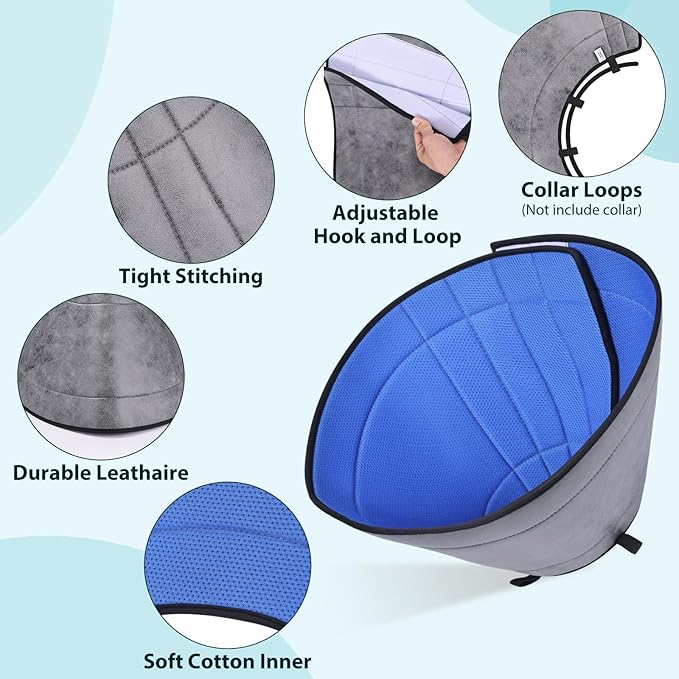 Dog Cone for Small, Medium, and Large Dogs and Cats, Soft Cone for Dogs After Surgery, Lightweight Leathaire Recovery Cone Collar to Stop Licking and Scratching (Black, 3(Neck:7.75-9.5"))