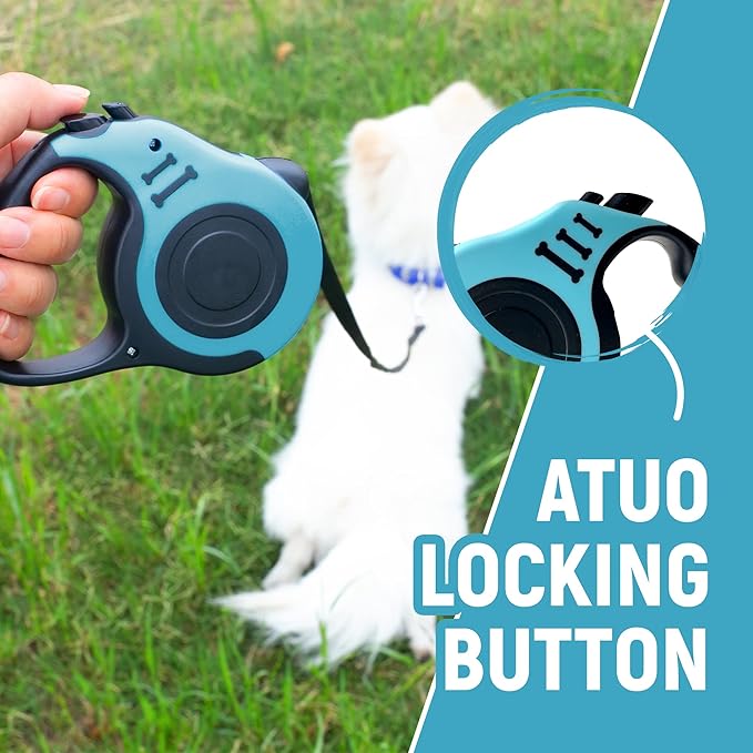 Retractable Dog Leash Automatic Telescopic Tractor Dog Tape, Pet Tape 10/16 FT Durable and Convenient, with Non-Slip Handle, Suitable for Small and Medium-Sized Dogs Lake Blue