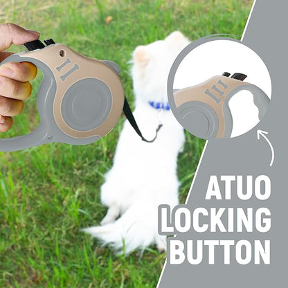 Retractable Dog Leash Automatic Telescopic Tractor Dog Tape, Pet Tape 10/16 FT Durable and Convenient, with Folding Bowl, Dispenser, Rubbish Bags, Suitable for Small and Medium Dogs