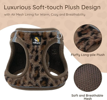 BELLA & PAL Step in Vest Harness for Small and Medium Dogs, No Pull Small Dog Harness with Leash Set, Comfortable Air Mesh Dog Vest Harness with Reflective Strip (Brown Leopard, XS)