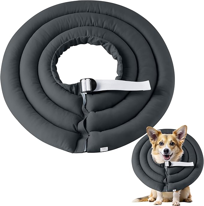 Soft Dog Cone Collar - Adjustable Recovery Cone for Medium Dogs After Surgery to Stop Licking, Waterproof Elizabethan Protective Neck Donut Collar Alternative for Pet Cat Puppy (Grey, M)