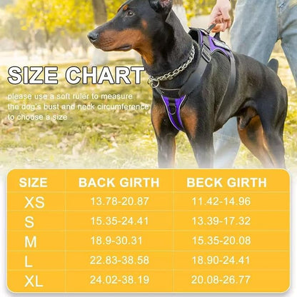 Moonpet Personalized Custom Tactical No Pull Dog Harness Black Nylon Dog Leash Set with Phone Number Dog Name - Adjustable Heavy Duty Pet Dog Vest Harness for Training and Walking