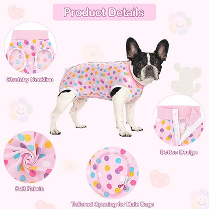 Coppthinktu Recovery Suit for Dogs After Surgery, Dog Onesie Surgery Recovery Suit for Female Spay, Soft Surgical Pajamas Bodysuits for Puppy to Prevent Licking Dog Cone Alternative Dots M