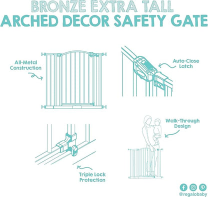 Regalo 36" Extra Tall Home Accent Arch Baby Gate for Doorways & Bottom of Stairs, Pressure Mount for Babies, Toddlers & Pets, Ages 6-24 Months, Tested & Safe, White