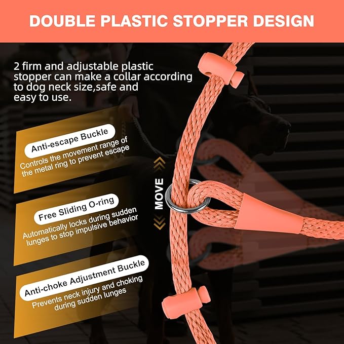 Lynxking Dog Leash Slip Lead Reflective Breathable Rope Comfortable Strong No Pull Slip On Pet Training Lead for Dogs (Pack of 2)