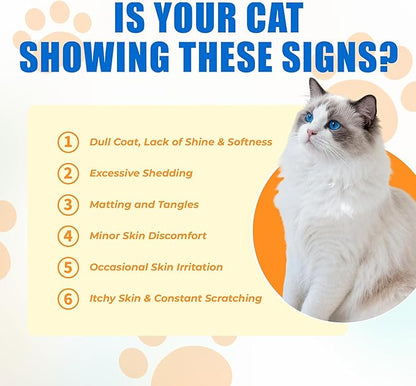 Just Try 300 Bites Skin and Coat Healthy Cat Vitamins for Indoor Cats Omega 3 for Cats Salmon Oil Supplements- Cat Itchy Skin Relief