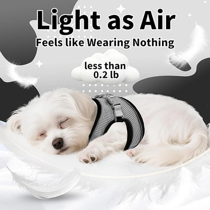 AIITLE Escape Proof Dog Harness - Step in Adjustable Dog Harness No Choke Over with Breathable Mesh and Quick-Release Buckle for All Weather- Outdoor Walking, Training for Medium Dogs Black XL