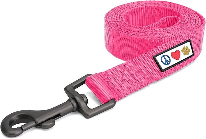 Pawtitas Solid 6 ft Pink Dog Leash XXS/Cat Custom Name and Phone Embroidery Strong Nylon Leash for Small Breeds