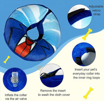 Inflatable Dog Cone Collar for Large Medium Small Dogs to Stop Licking, Soft Dog Cone Alternative Donut Collar After Surgery (Blue, L)