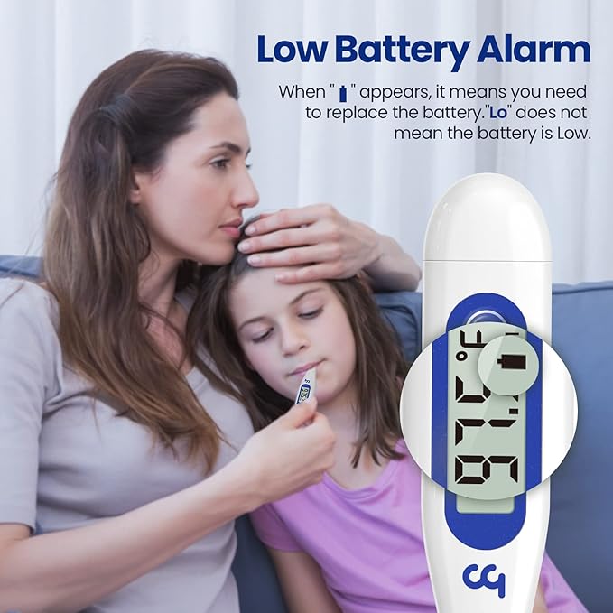 Femometer Thermometer for Adults and Kids, Digital Thermometer with Fever Alert, Memory Recall, C/F Switchable, for Oral, Rectal or Under Arm Use, Klein Blue
