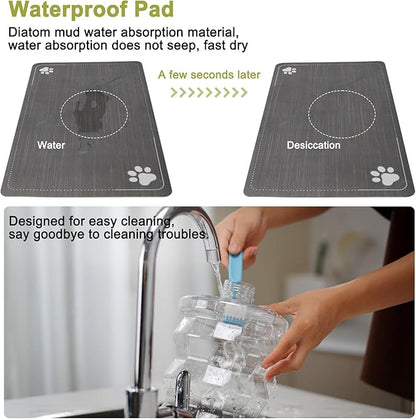 RIZZARI Large Water Dispenser for Dogs: 8L Black Raised Gravity Auto-Refill Waterer with Stainless Steel Bowl - Leak-Resistant & Easy Cleaning - Less Bending for Senior Dogs - Garage & Garden