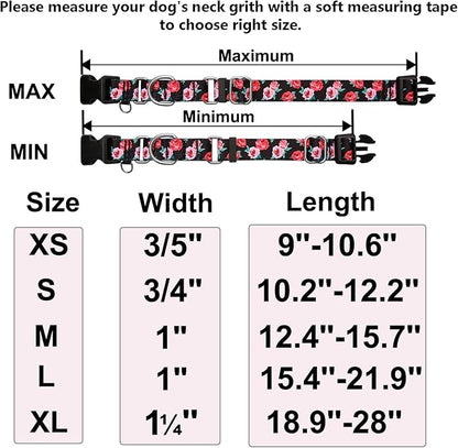 Martingale Collar for Dogs Floral Dog Collars for Small Medium Large Dogs with Buckle Adjustable Soft Nylon Dog Collar (Blue Pink Flower, Small)