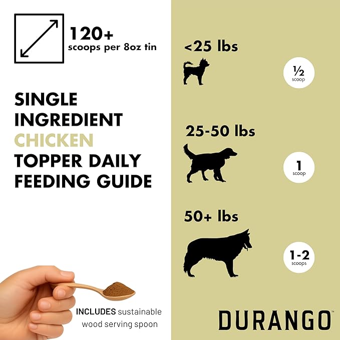 Durango Chicken Dog Food Topper, Single-Ingredient Dried Chicken Dog Food Topper for Dry Food, High Protein Dried Mixer, Picky Eater Meal Enhancer, 120+ Servings